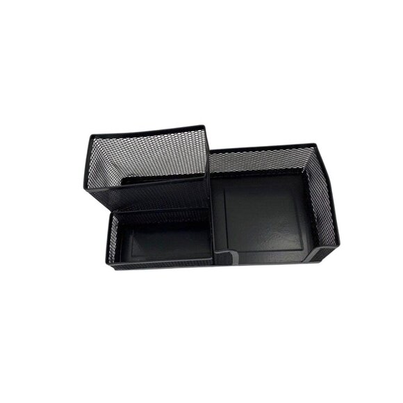 Metallic Mesh Desk Paper Box Organizer Tri-Basket Holder Black - Picture 7 of 9